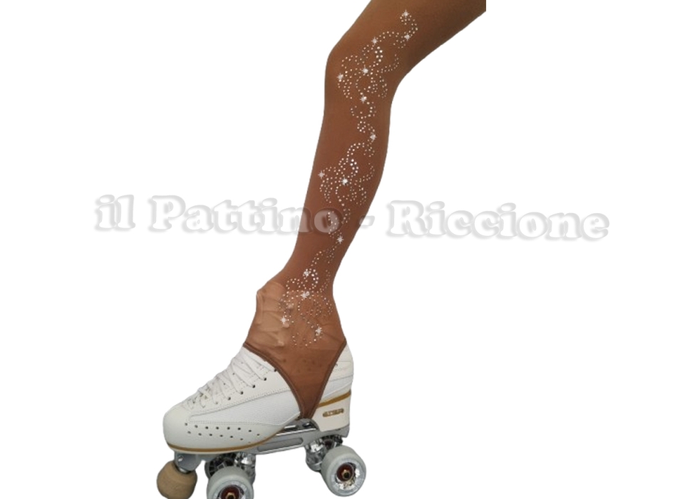 Medias para patinaje color natural con estribo y cristales