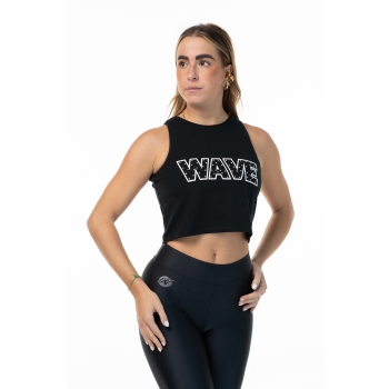 Camiseta sin mangas Wave con strass Negra