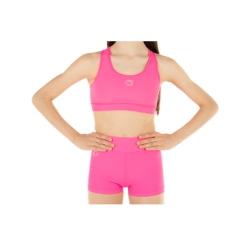 Conjunto deportivo para niña – Short + Top modelo America FUXIA