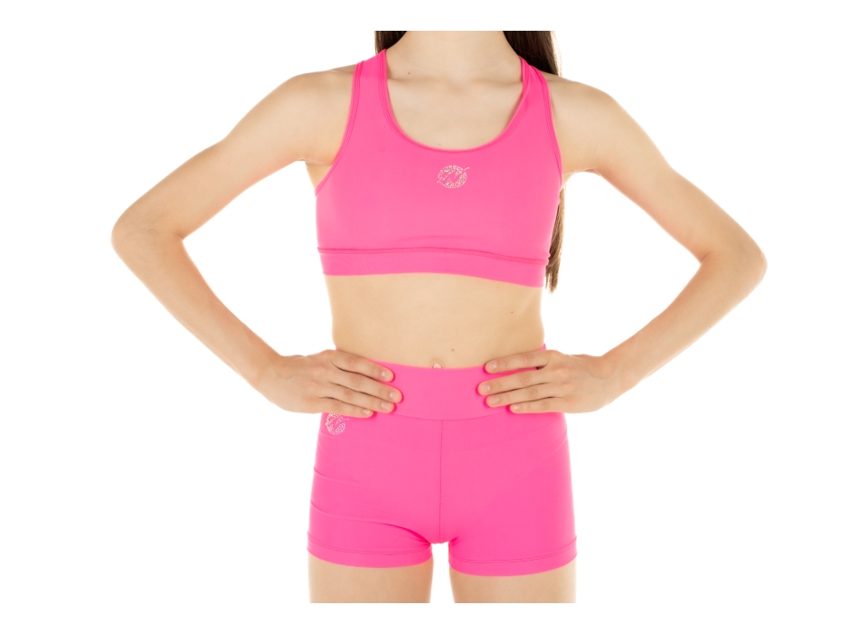 Conjunto deportivo para niña – Short + Top modelo America FUXIA