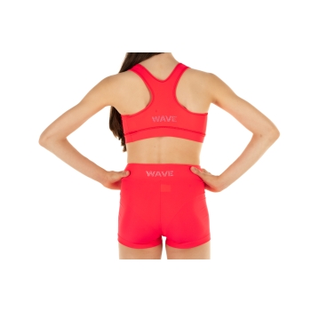Conjunto deportivo para niña – Short + Top modelo America ROJO FLUO