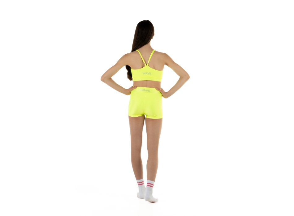 Conjunto deportivo niña WAVE – Short + Top modelo Asia Amarillo Fluo