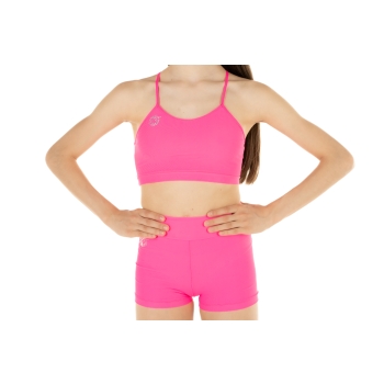Conjunto deportivo para niña WAVE – Short + Top modelo Emma FUCSIA FLUO