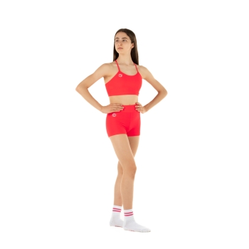 Conjunto deportivo para niña WAVE – Short + Top modelo Emma ROJO FLUO