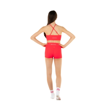 Conjunto deportivo para niña WAVE – Short + Top modelo Emma ROJO FLUO