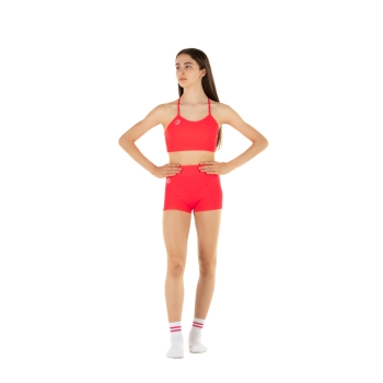 Conjunto deportivo para niña WAVE – Short + Top modelo Emma ROJO FLUO