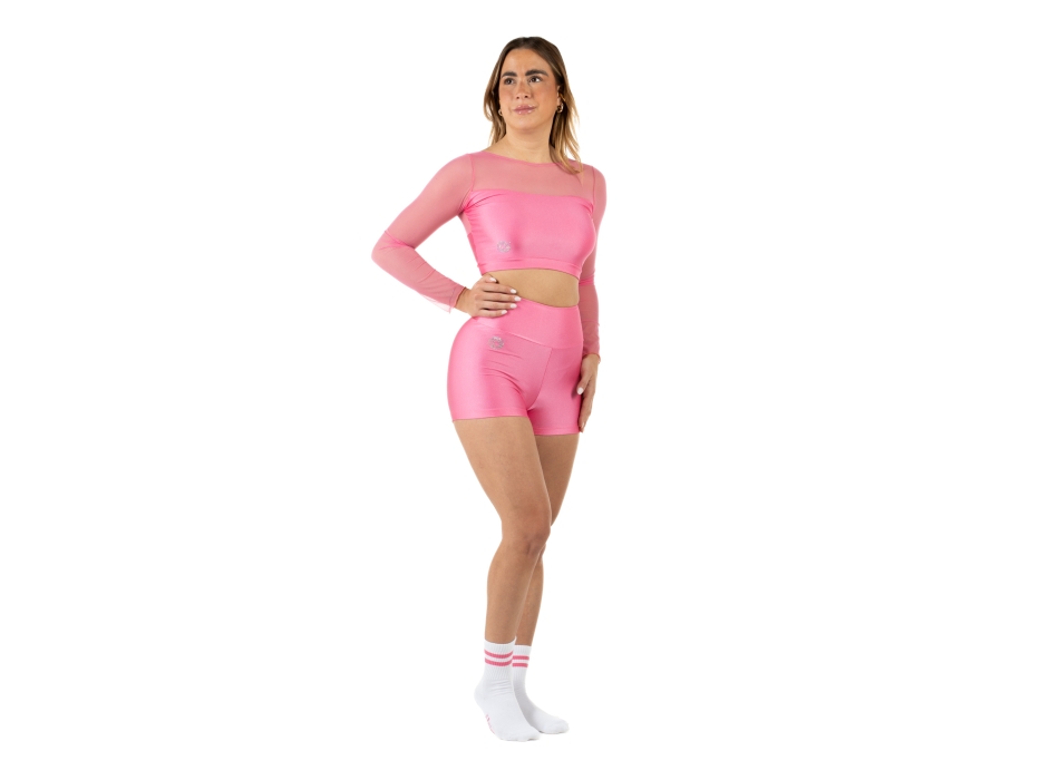 Crop top deportivo de lycra y mangas de red Wave para Mujer Viola