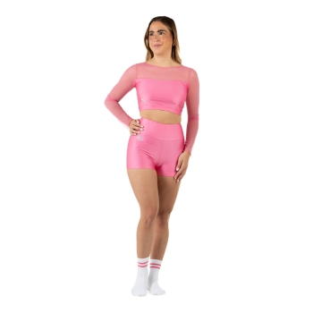 Crop top deportivo de lycra y mangas de red Wave para Mujer Viola