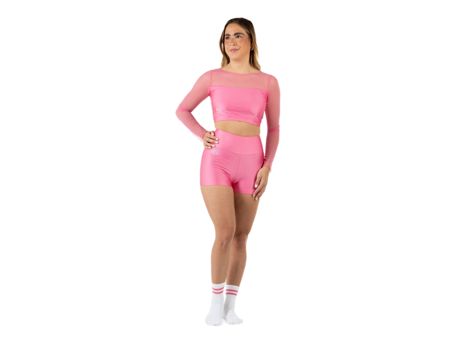 Crop top deportivo de lycra y mangas de red Wave para Mujer Viola