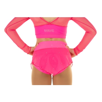 Falda de malla por patinaje Fuxia fluo con STRASS