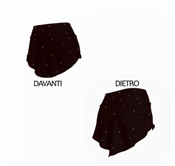 Falda por patinaje negro con STRASS