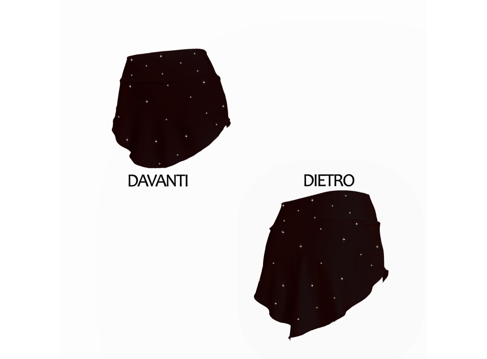 Falda por patinaje negro con STRASS