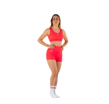 Top deportivo Wave modelo America Mujer Rojo Fluo