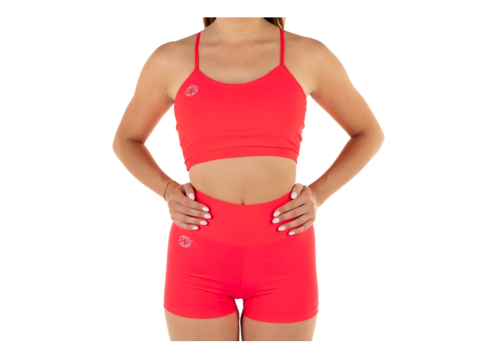 Top deportivo Wave modelo Emma Mujer Rojo Fluo